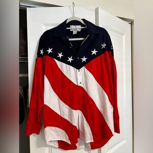 Crazy Cowboy - Vintage American Flag Button Up